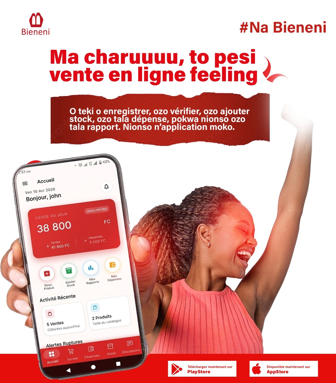 Bieneni — vendeuse dans sa boutique
